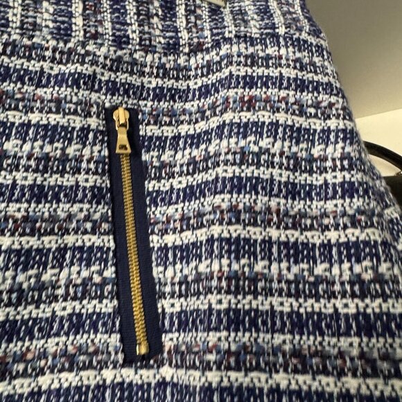 LOFT Petite Blue Tweed Zip Front Mini Skirt – Size 10P - Picture 4 of 5